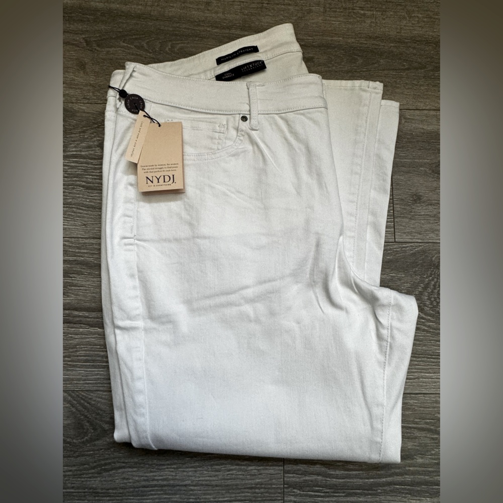 NWT NYDJ Women's Plus Size White Crop Marilyn Straight Denim Jeans Size 20WT